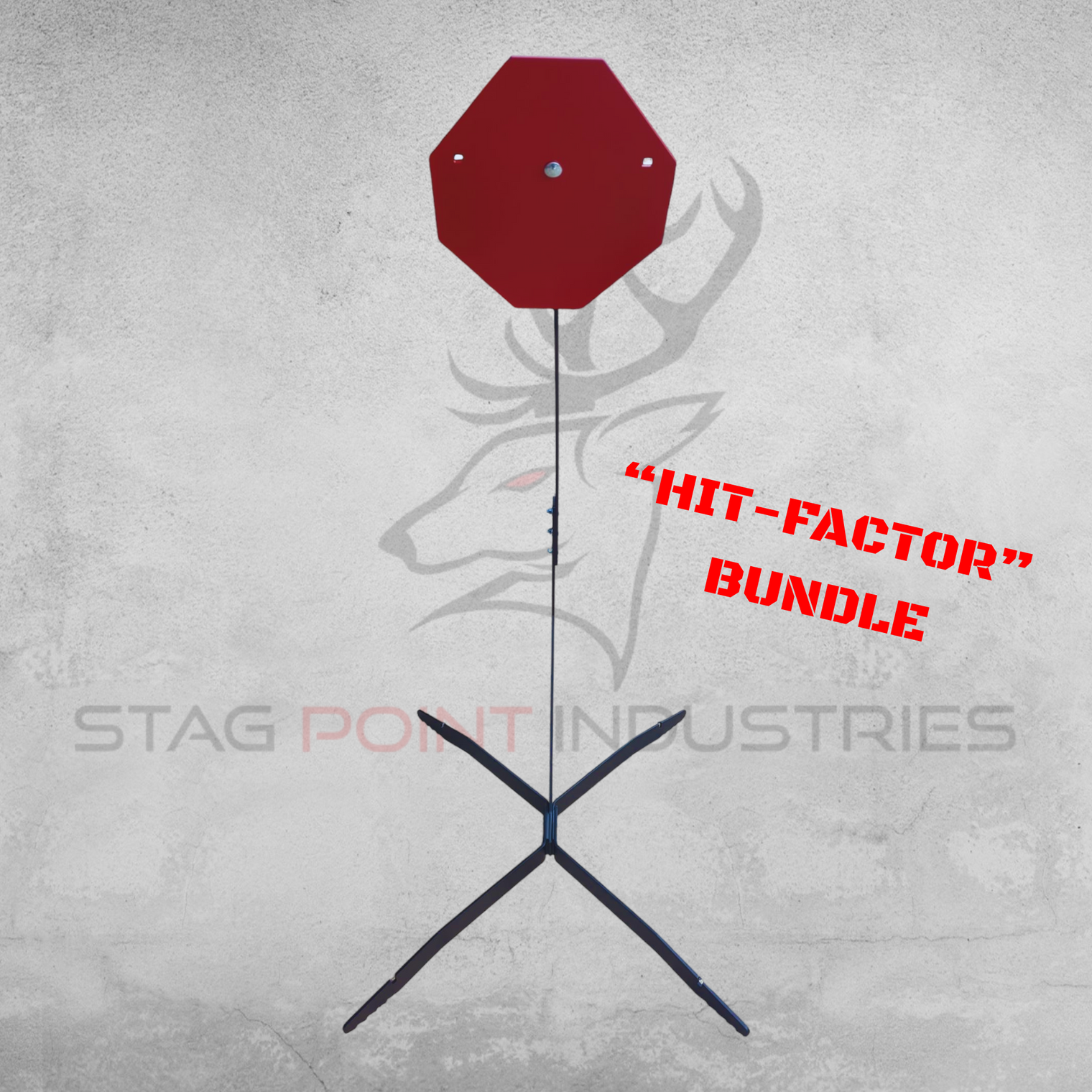 "Hit-Factor" Bundle – Pistol/Light Rifle CENTREFIRE Scorpion Post Target Stand + IPSC Standard Target (8mm AR500 Armour)