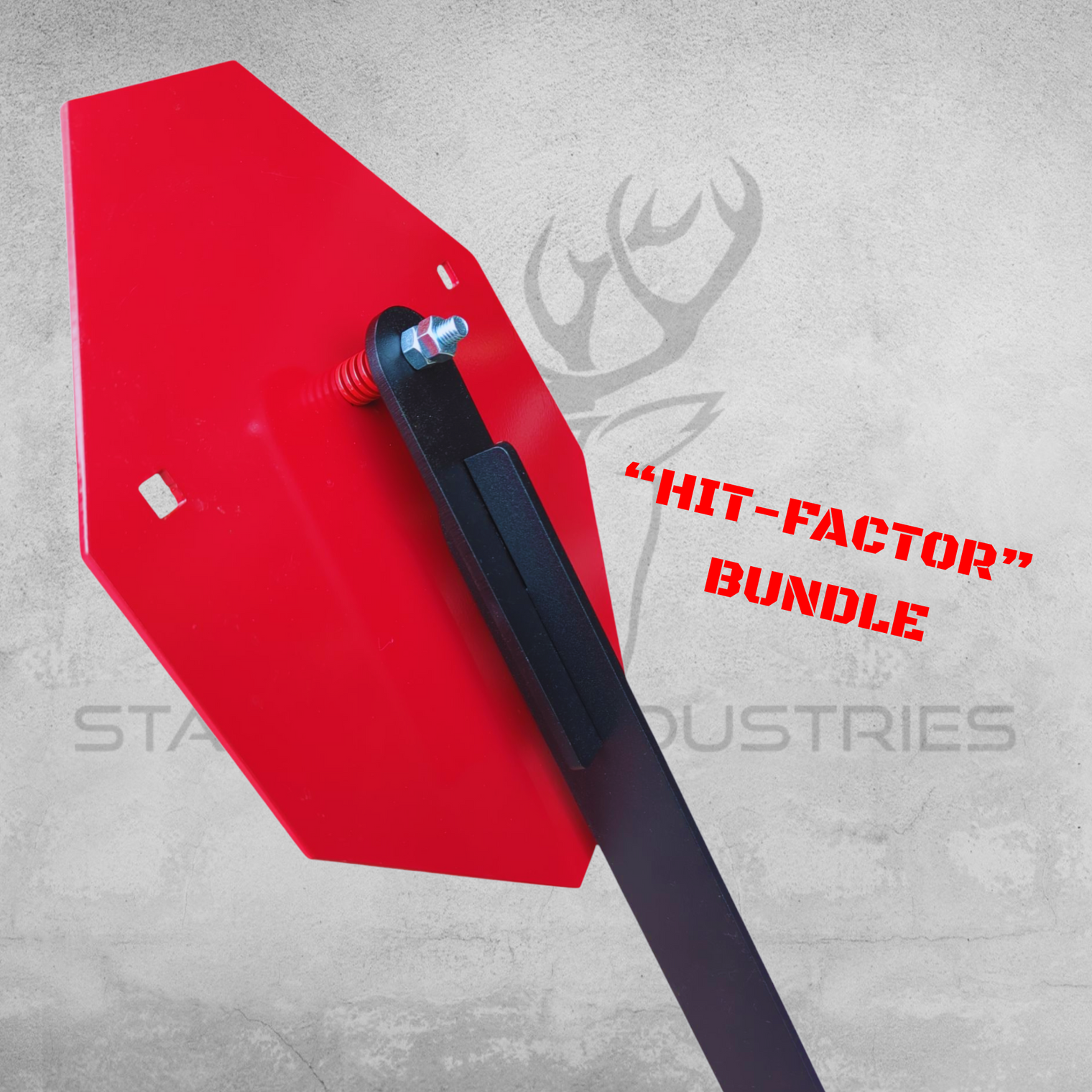 "Hit-Factor" Bundle – Pistol/Light Rifle CENTREFIRE Scorpion Post Target Stand + IPSC Standard Target (8mm AR500 Armour)