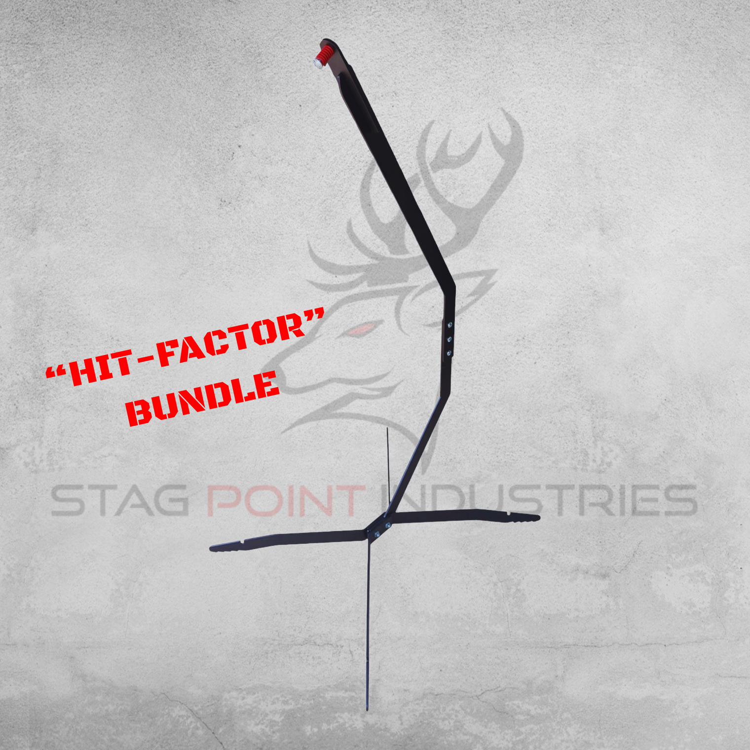 "Hit-Factor" Bundle – Pistol/Light Rifle CENTREFIRE Scorpion Post Target Stand + Half-Size IPSC Silhouette Target (8mm AR500 Armour)