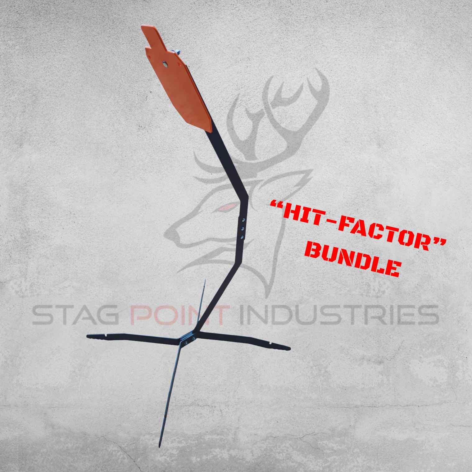 "Hit-Factor" Bundle – Pistol/Light Rifle CENTREFIRE Scorpion Post Target Stand + Half-Size IPSC Silhouette Target (8mm AR500 Armour)