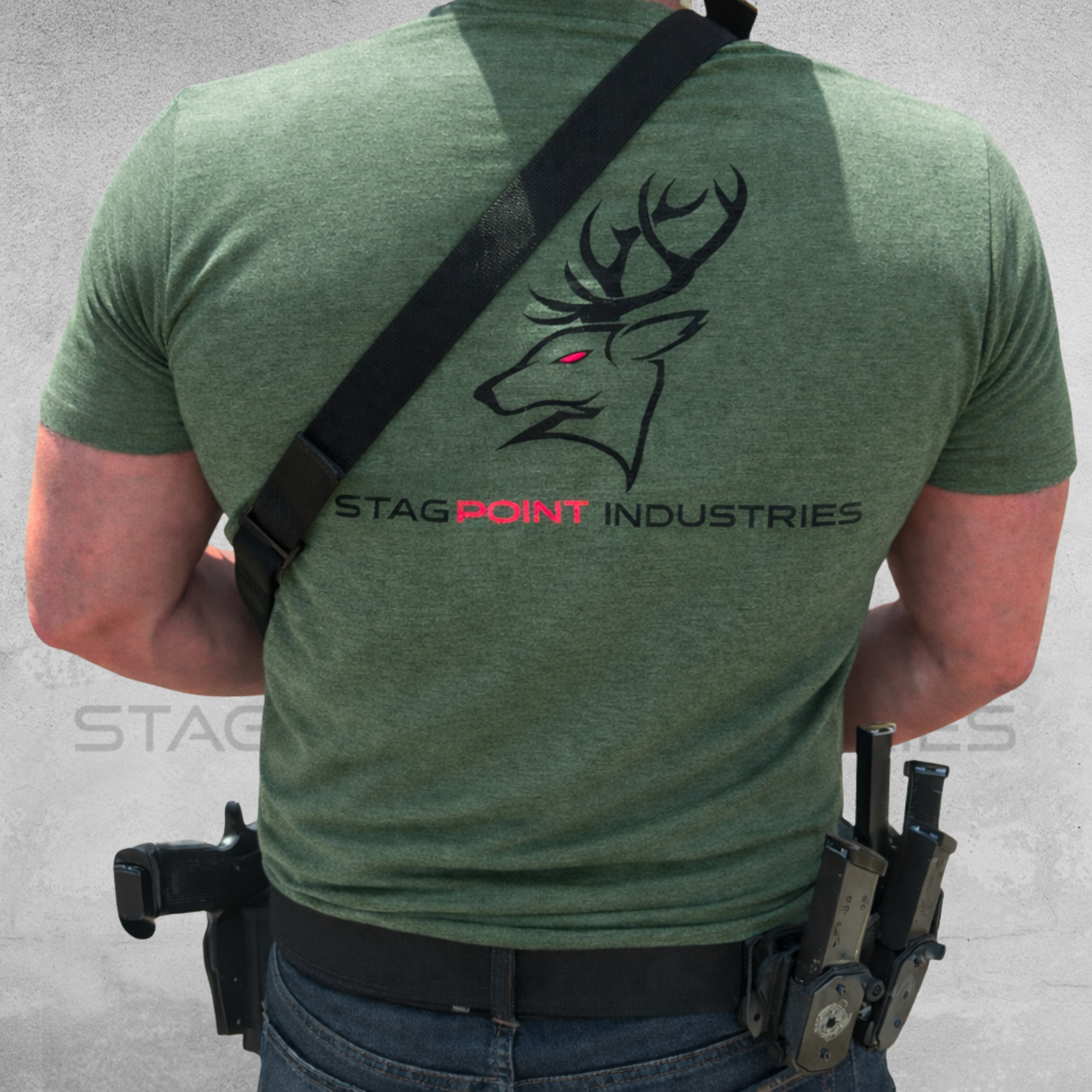Stag Point Industries Men’s Soft style Tee – Heather Military Green (Modern Classic Fit)