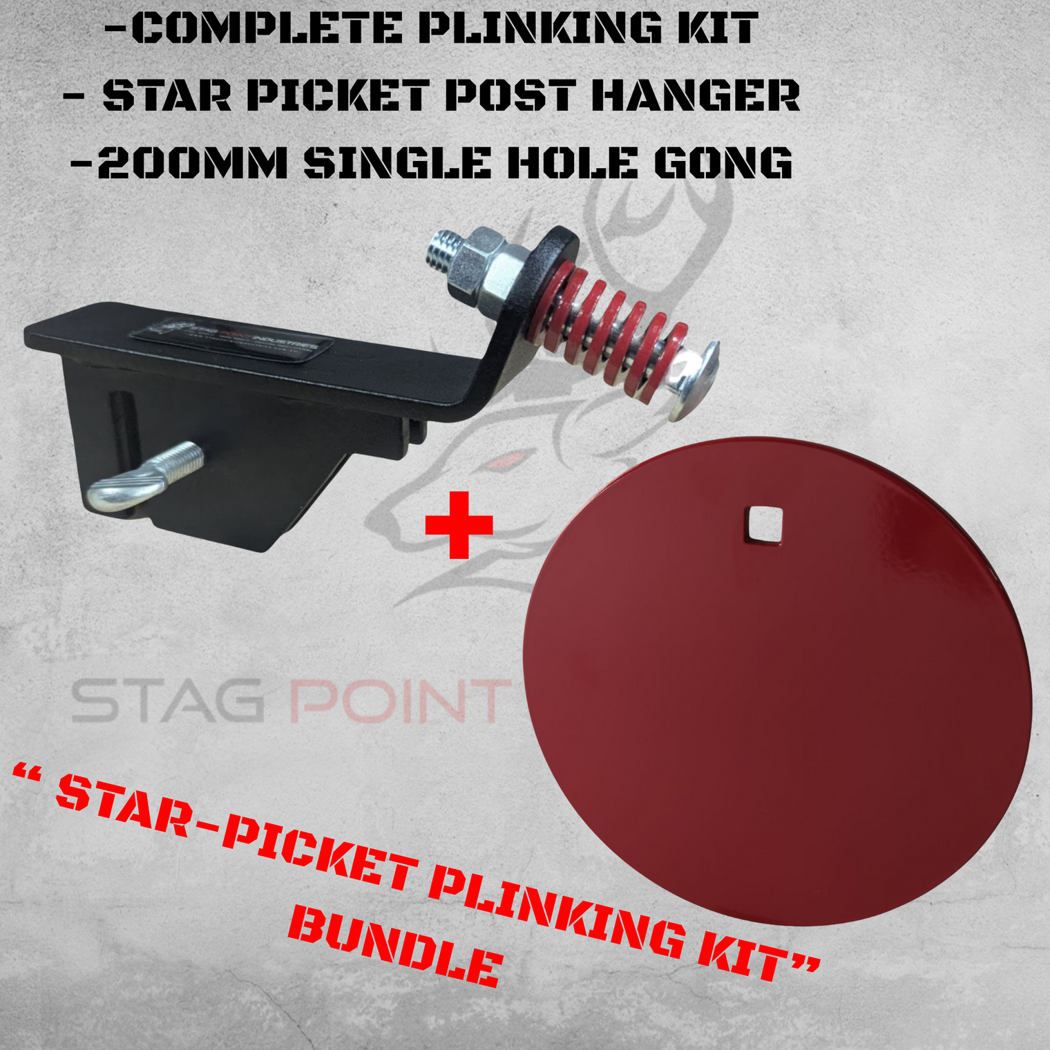 AIR/.22LR Star Picket Plinking Kit – Mild Steel 200mm Gong + Star Picket Mount