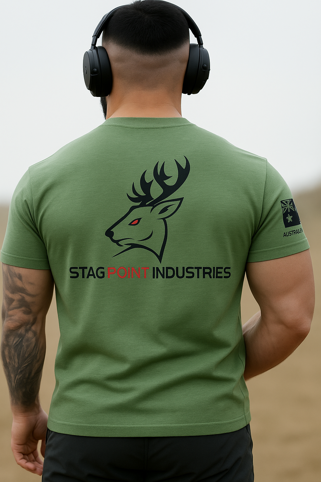 Stag Point Industries Men’s Soft style Tee – Heather Military Green (Modern Classic Fit)